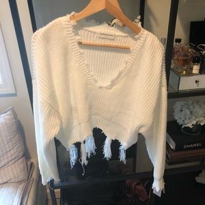 Goodnight macaroon OS white crop sweater